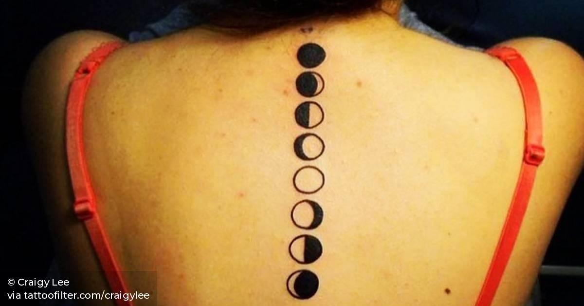 Upper Back Tattoo With All Eight Lunar Phase Symbols By Upper Back Tattoo With All Eight Lunar Phase Symbols By