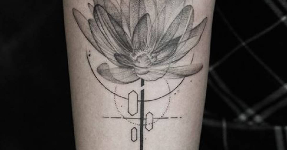 XRay lotus flower tattoo on the right inner forearm.