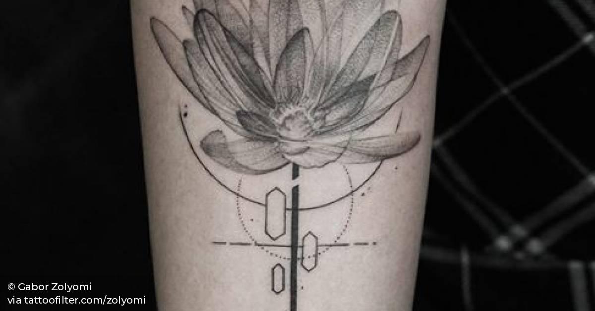 XRay lotus flower tattoo on the right inner forearm.