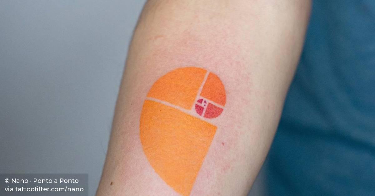 Hand poked golden ration on the inner forearm.