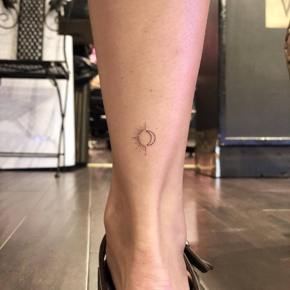 Sun And Moon Together Tattoo