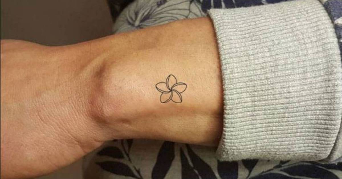 Fine line plumeria temporary tattoo, get it here