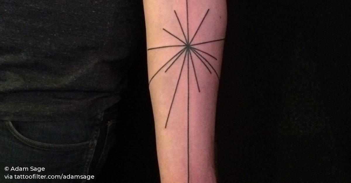 Hand poked pioneer plaque tattoo on the left inner
