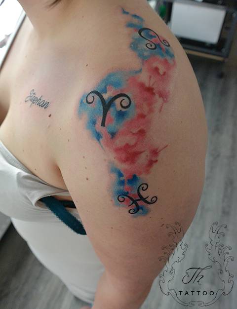 Watercolor zodiac tattoo