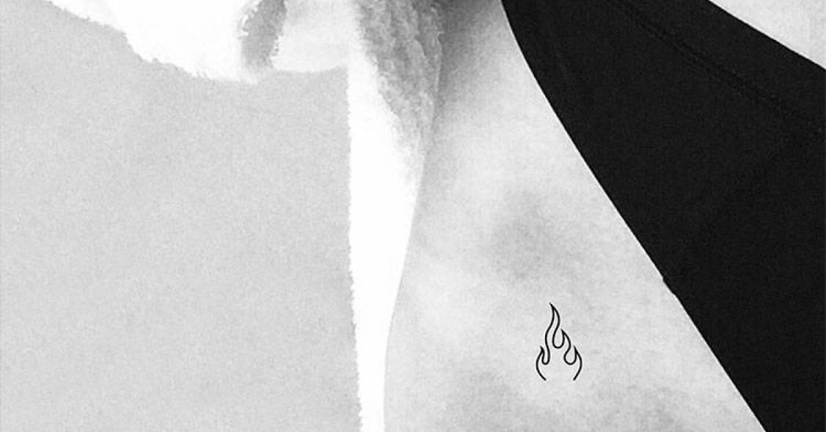 Minimalist fire flame temporary tattoo, get it here