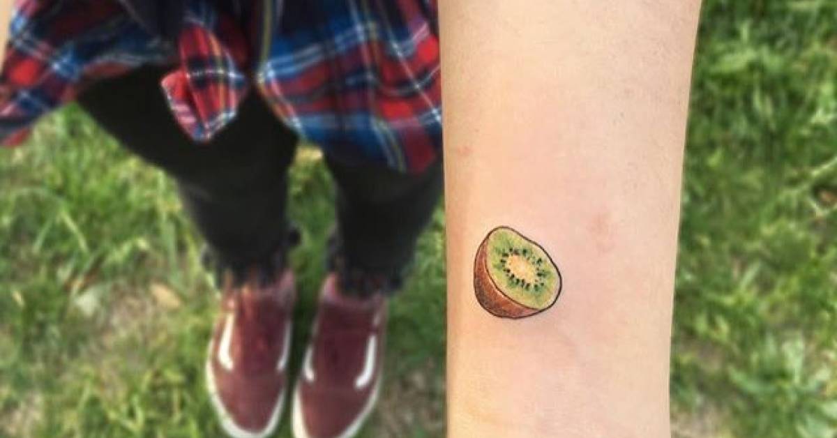 Kiwi tattoo on the inner wrist.