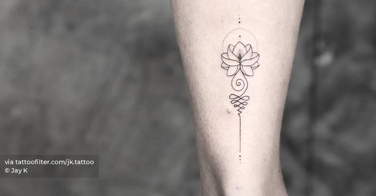 Lotus Unalome Tattoo In Fine Line