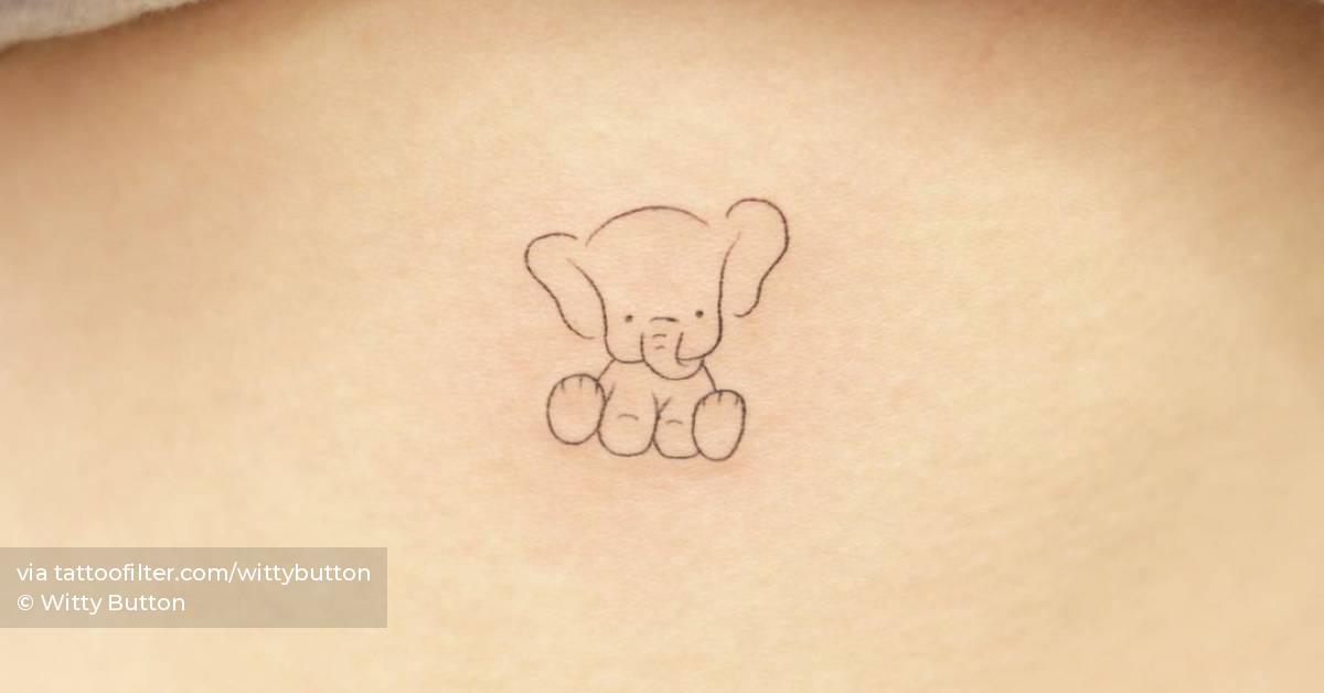Elephant Rib Tattoo Fine line tiny elephant tattooed on the rib