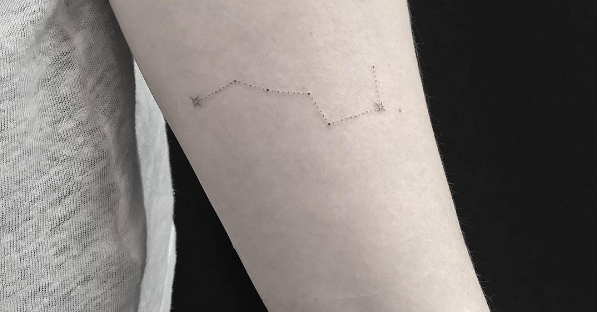 Big dipper tattoo on the left inner forearm.