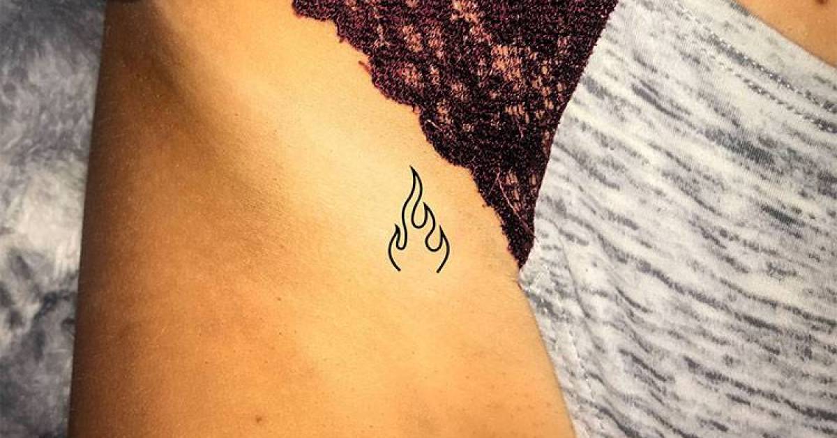 Minimalist fire flame temporary tattoo, get it here