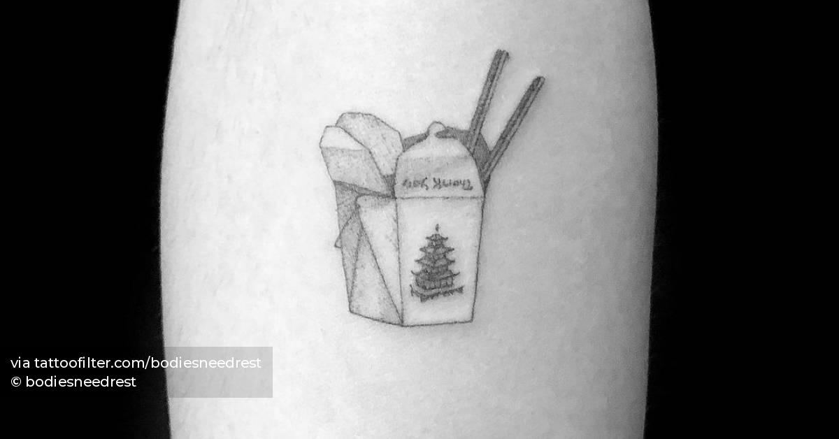 Single Needle Chinese Take Out Box Tattoo