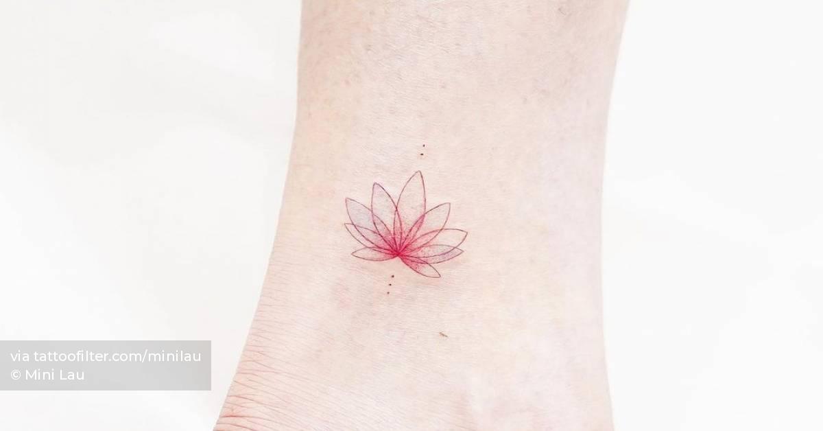 Fine line lotus flower tattooed on the ankle