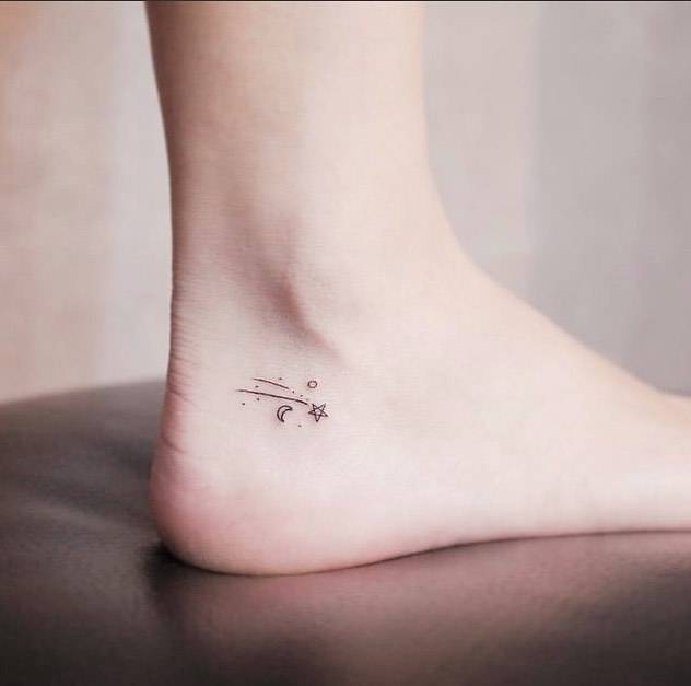 Minimalist Shooting Star Tattoo On The Ankle Minimalist Shooting Star Tattoo On The Ankle