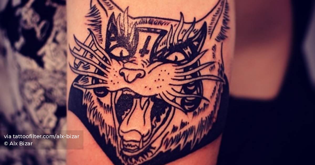 Angry Black Cat Tattoo