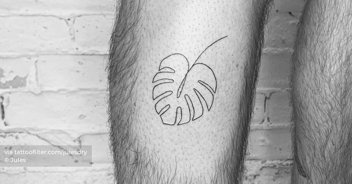 Monstera Leaf Tattoo On The Shin Monstera Leaf Tattoo On The Shin