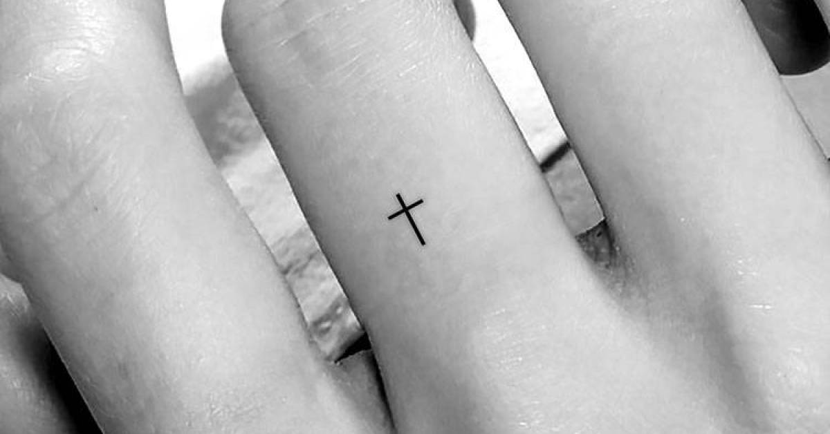 Tiny minimalist cross temporary tattoo, get it here