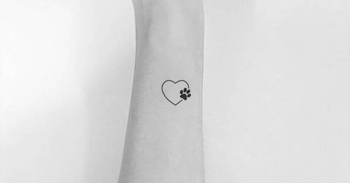 Minimalist heart and paw temporary tattoo, get it here