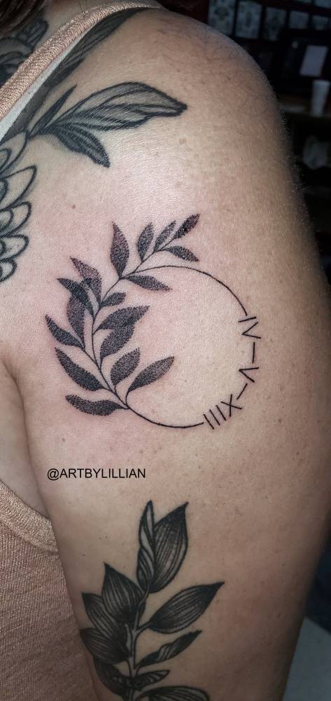 minimalist dot work leaves