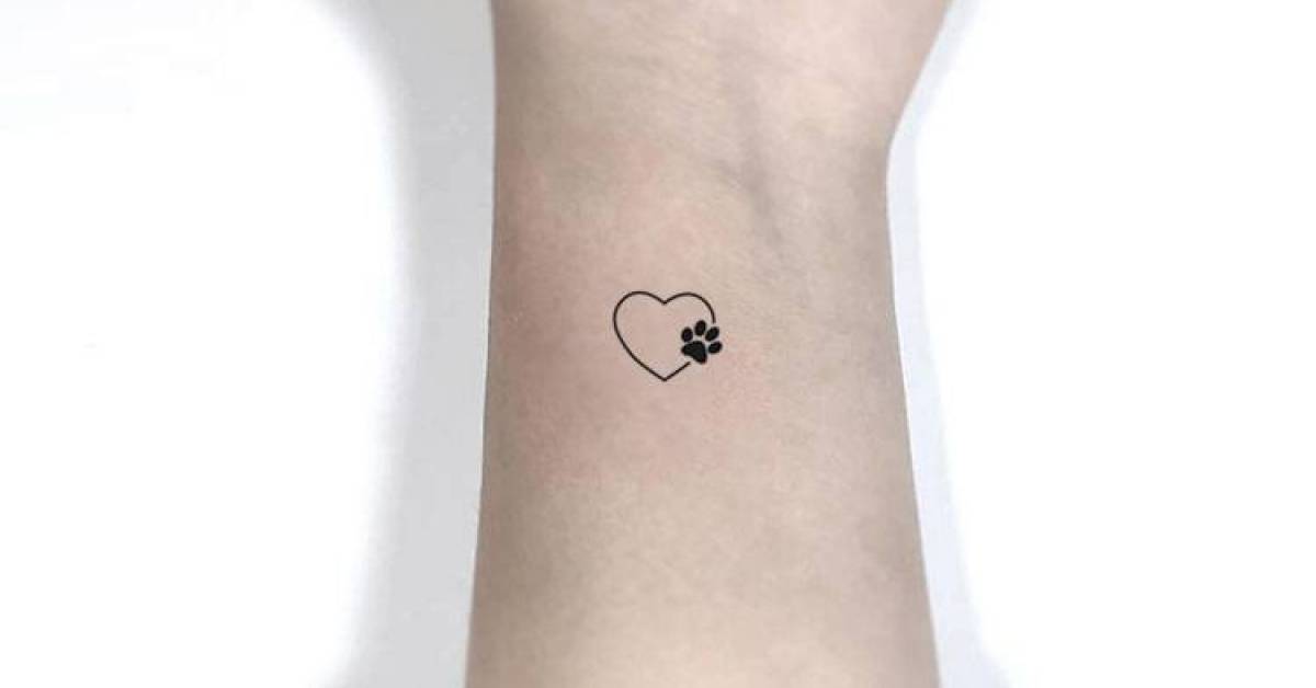 Minimalist heart and paw temporary tattoo, get it here