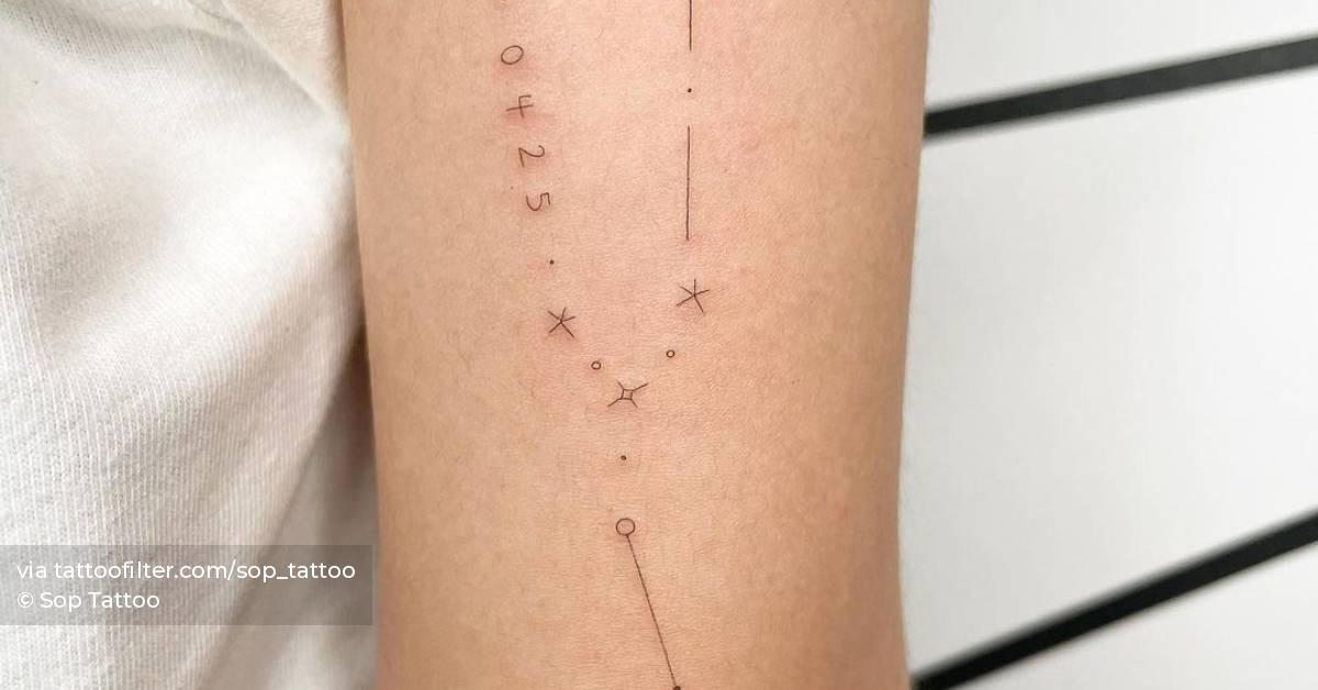 Tattoo of the Taurus constellation done in fine line,