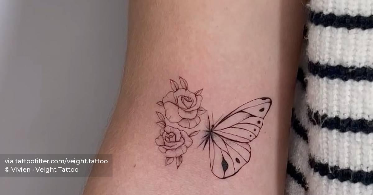 Butterfly and rose tattoo concept