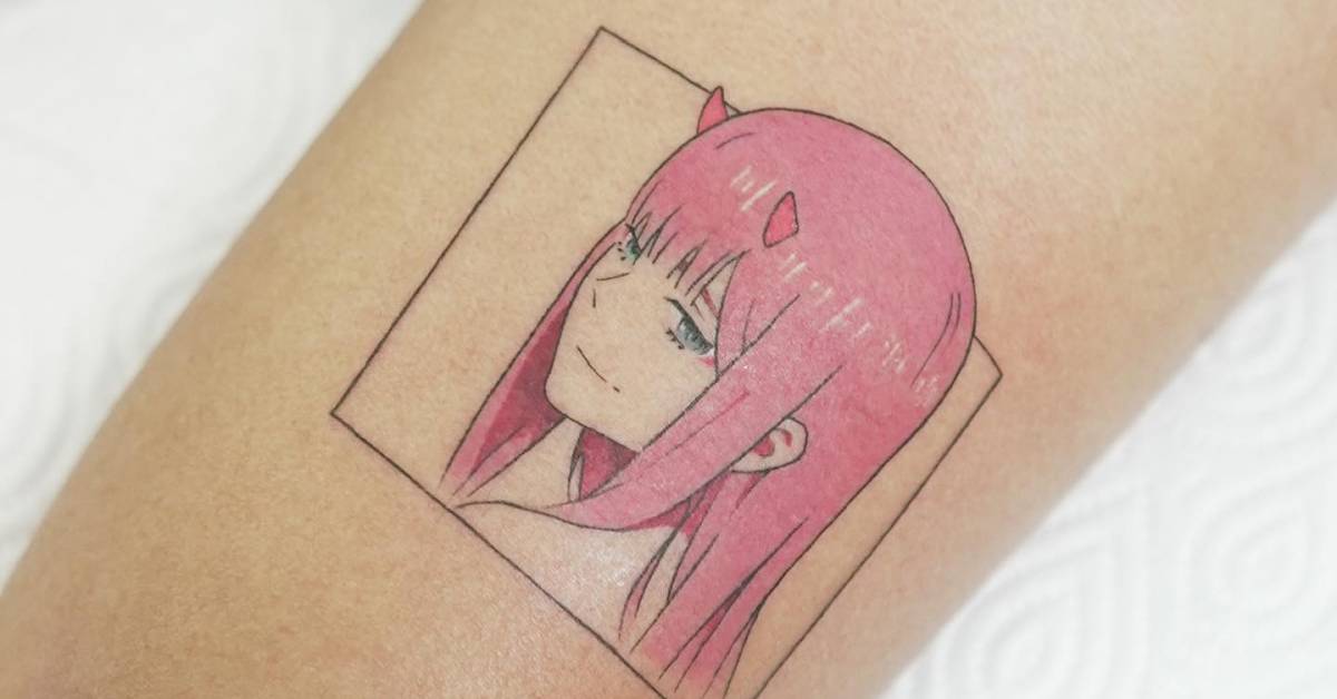 Zero Two from Darling in the Franxx tattooed on the