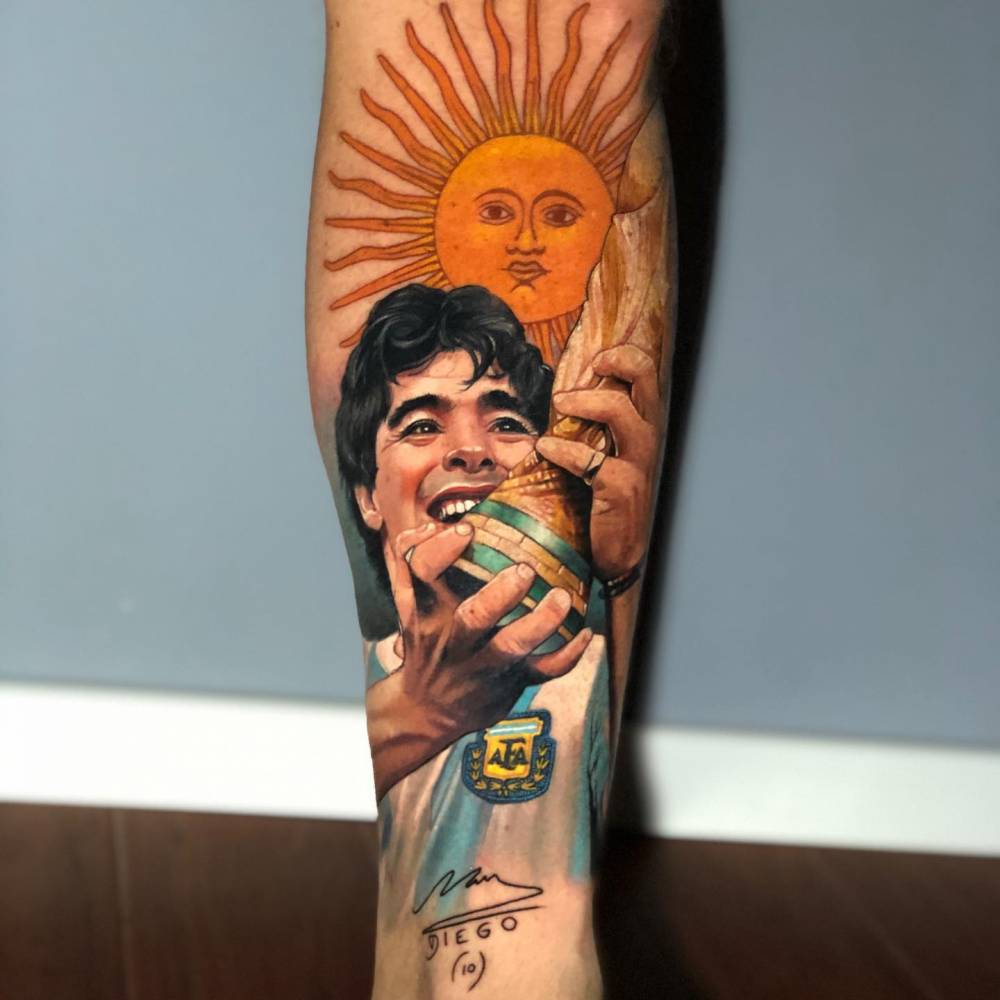 Maradona Tattoo Tetinu Tattoo Realistic Tattoo Of Maradona Done Maradona Tattoo Tetinu Tattoo Realistic Tattoo Of Maradona Done