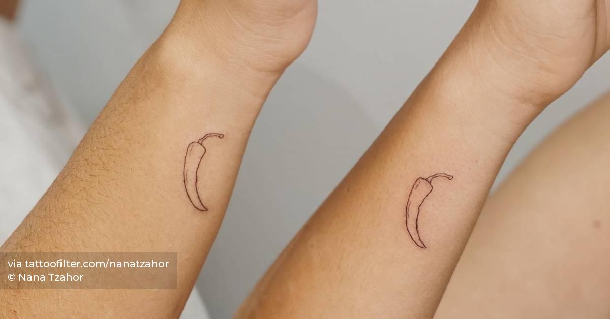 Matching chili pepper tattoo for best friends, fine