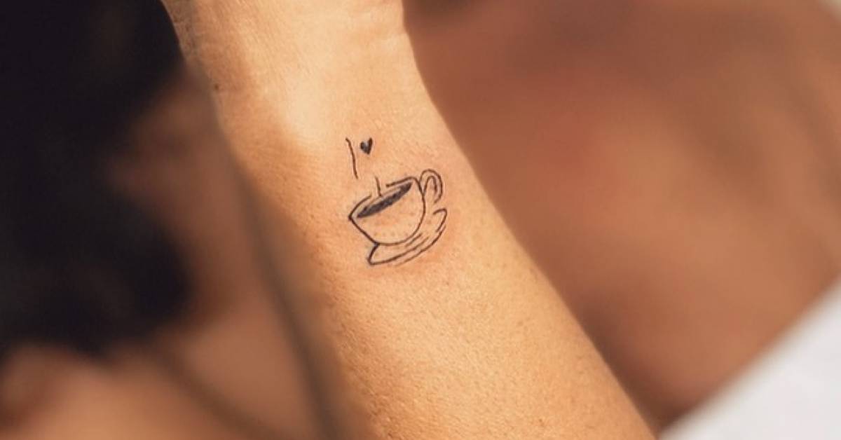 Minimalistic Coffee Cup Tattoo Located On The Wrist Fbs