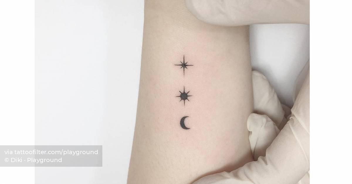 Star Sun And Moon Tattoo Located On The Wrist 