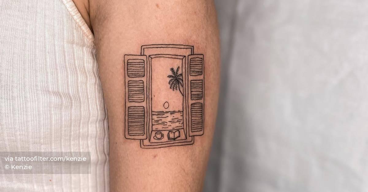 Tattoo of a window located on the upper arm.