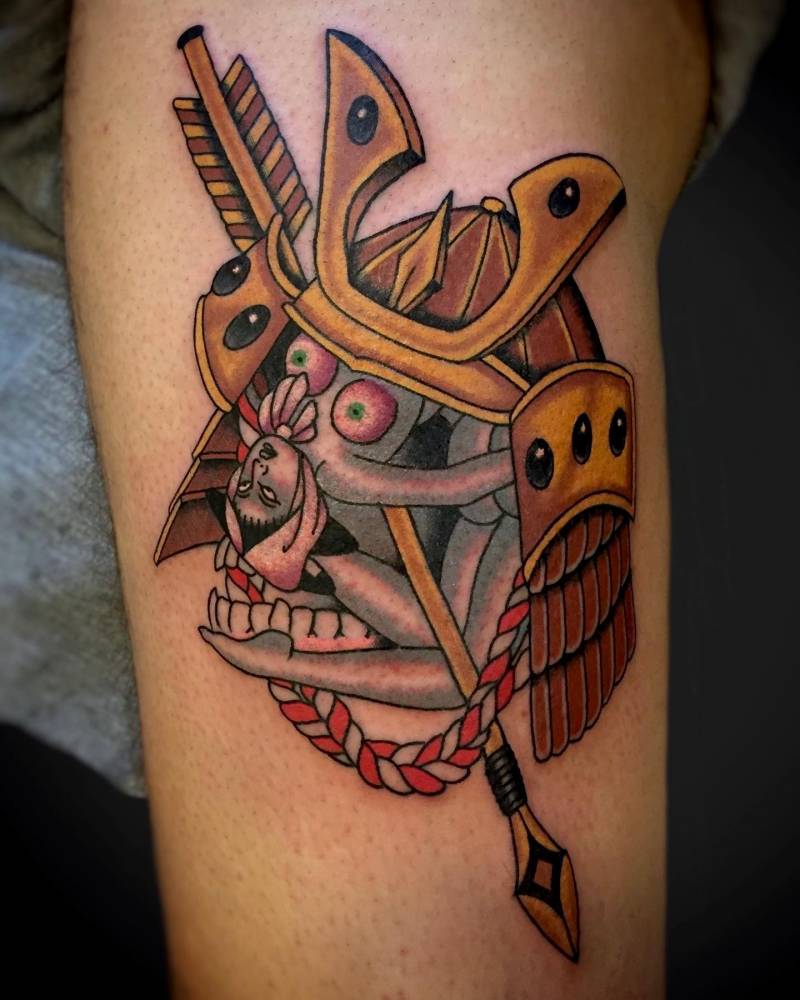 Y kai Tattoo Located On The Thigh Traditional Style 