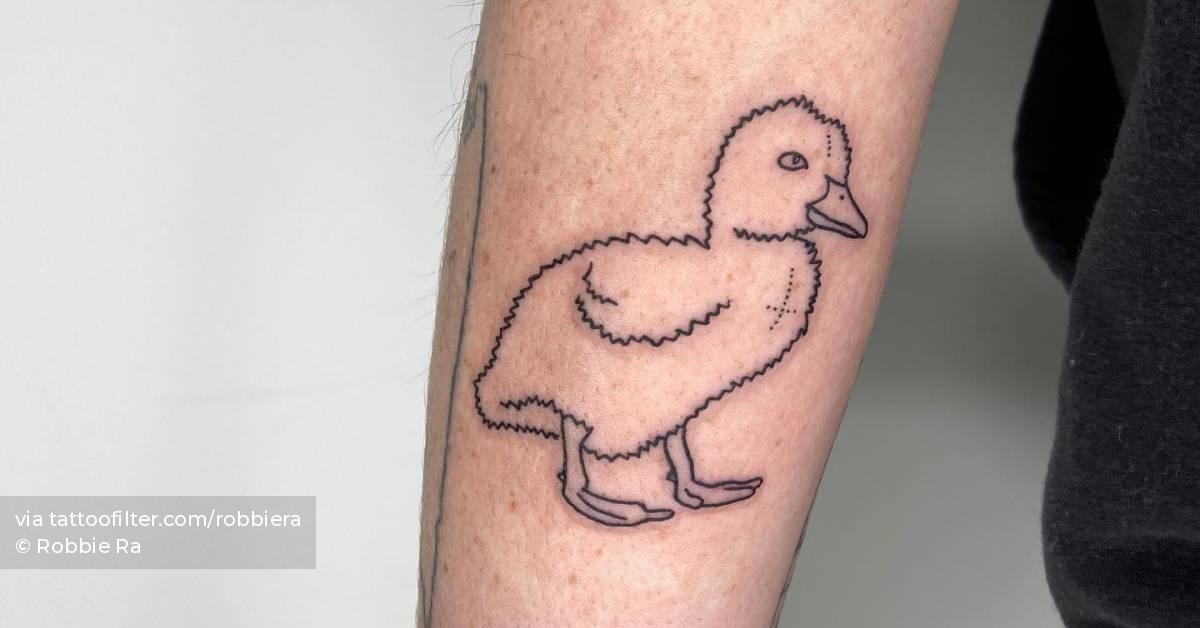 Duck tattoo located on the forearm.