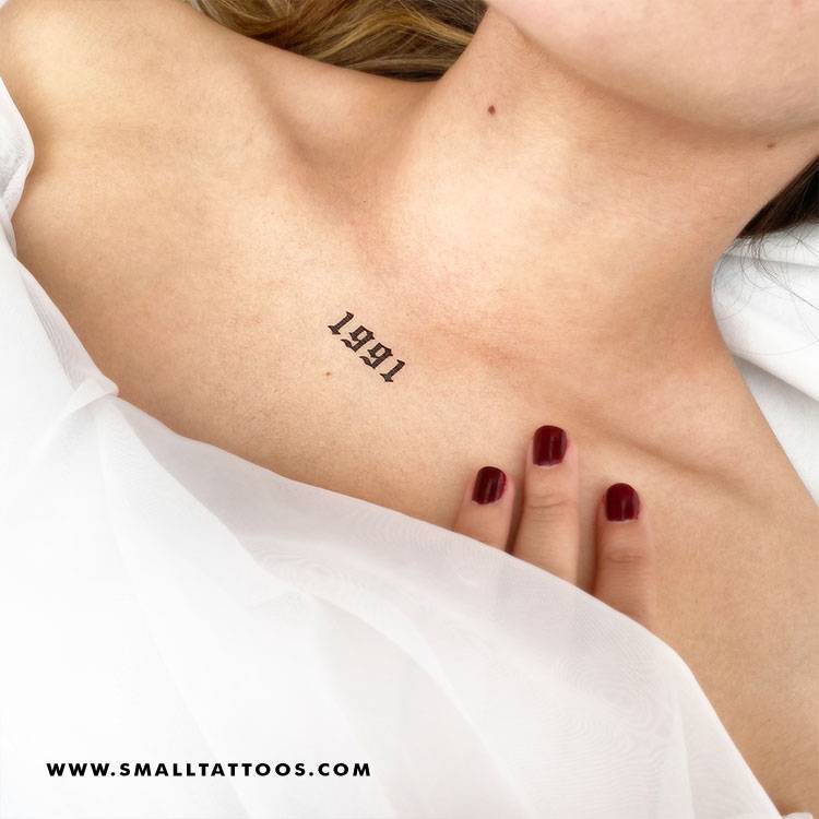 Gothic Font Style 1991 Birth Year Temporary Tattoo By
