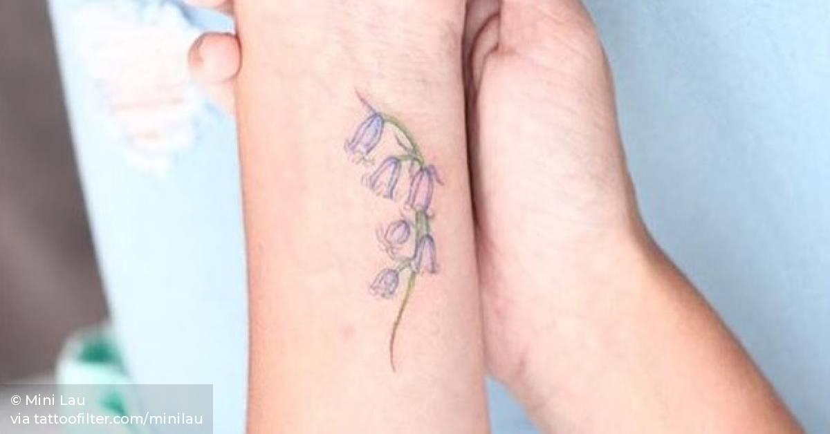 “Bluebell flower tattoo in memory of my grandmother”,