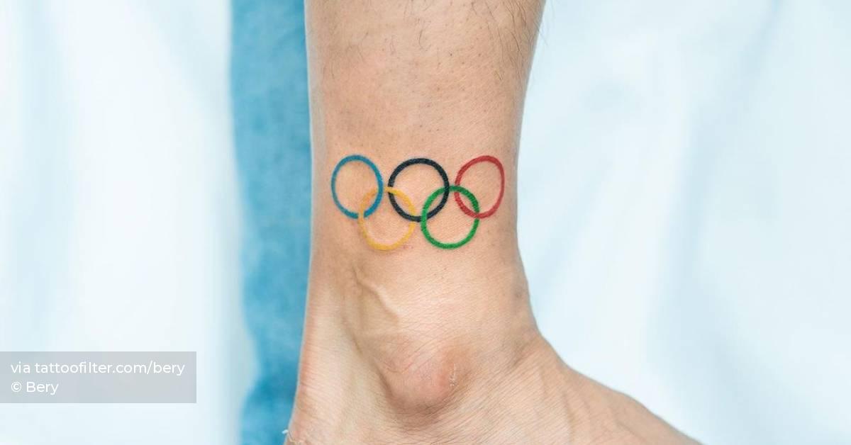 Olympic rings tattoo on the ankle