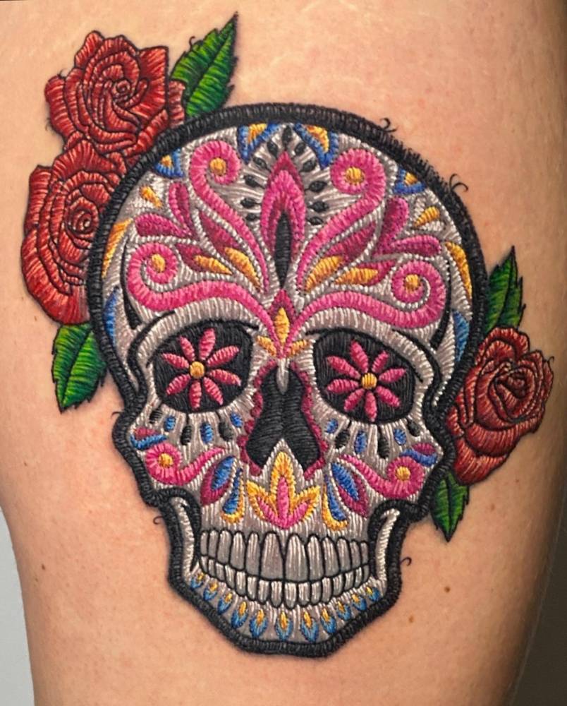 Sugar Skull Thigh Tattoo Sugar Skull Tattoo On The Right Forearm Sugar Skull Thigh Tattoo Sugar Skull Tattoo On The Right Forearm