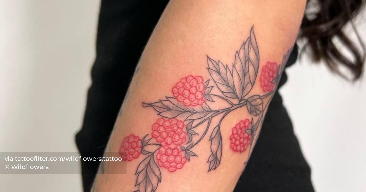 Raspberries tattoo located on the forearm, illustrative