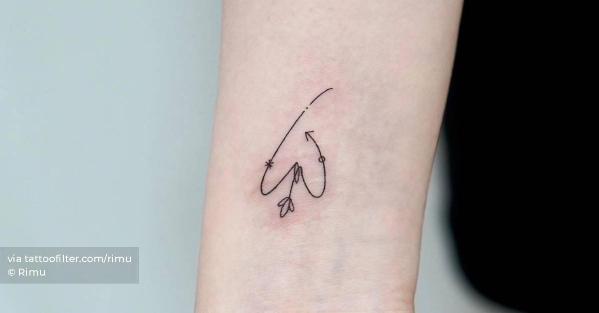 Flower heart tattoo located on the wrist, fine line