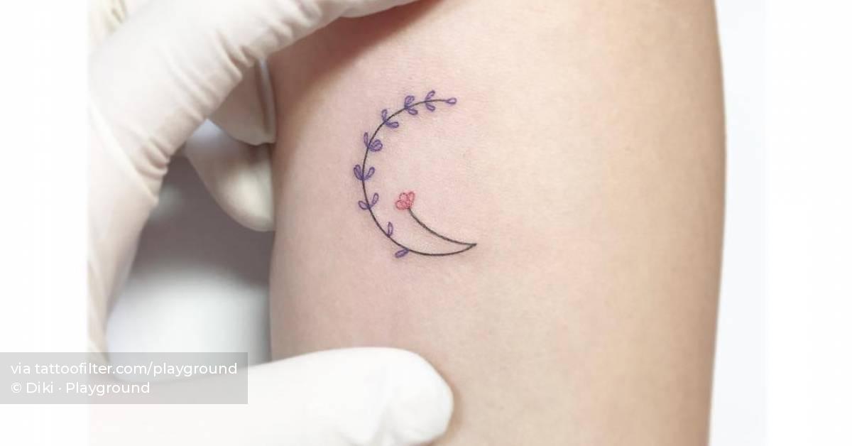 Fine line flower moon tattoo located on the inner