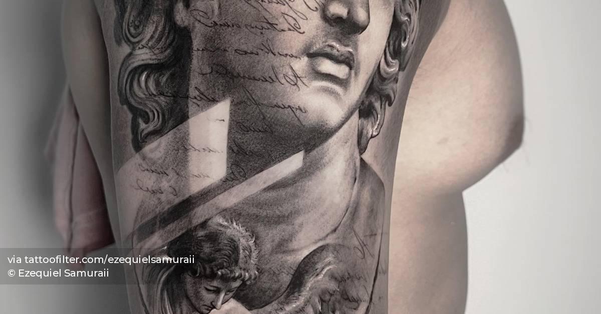 Alexander The Great tattoo located on the upper arm.