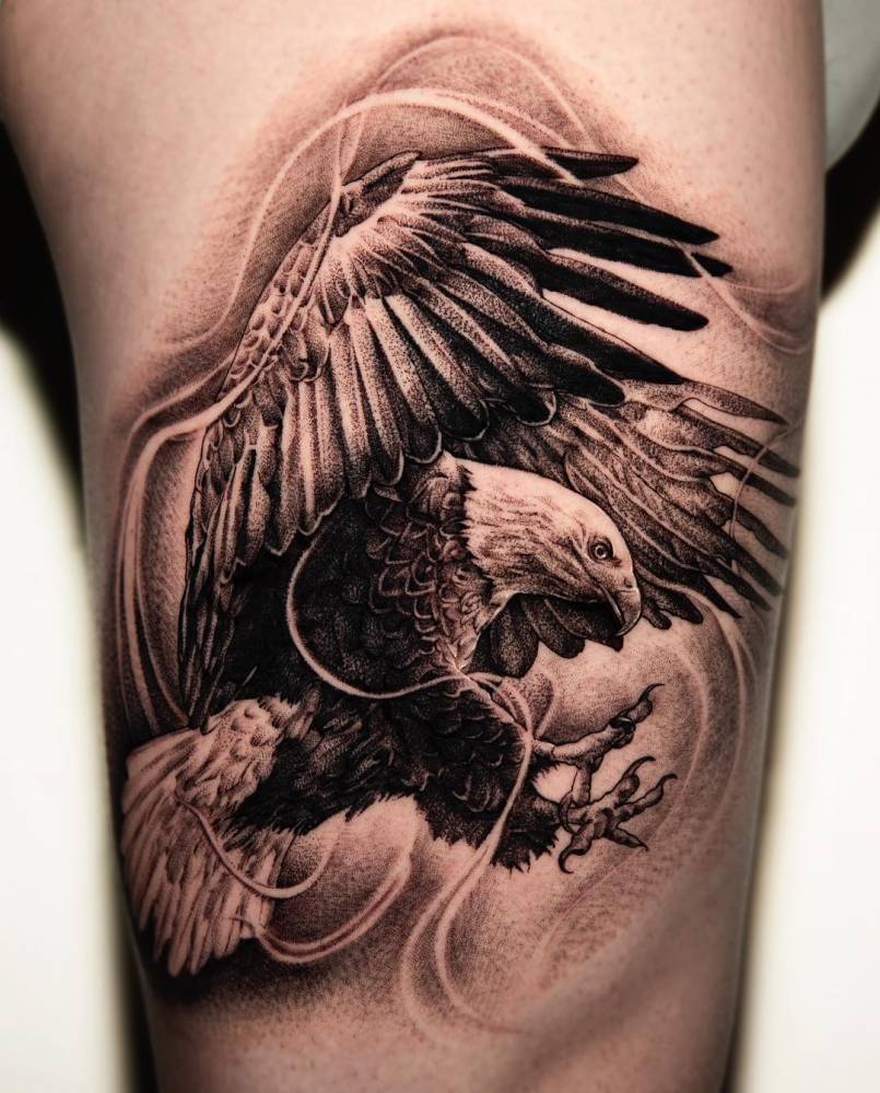 Black And Grey Eagle Tattoo Placed On The Inner Arm Black And Grey Eagle Tattoo Placed On The Inner Arm