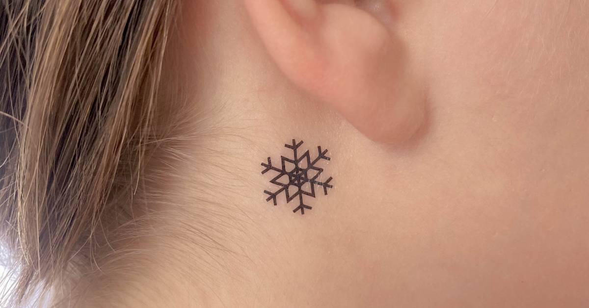 Snowflake Temporary Tattoo Behind The Right Ear snowflake-temporary-tattoo-behind-the-right-ear