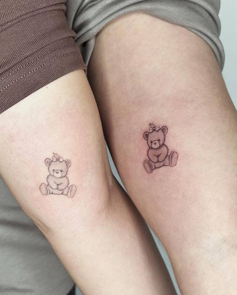 Matching Teddy Bear Tattoo For Couple Matching Teddy Bear Tattoo For Couple