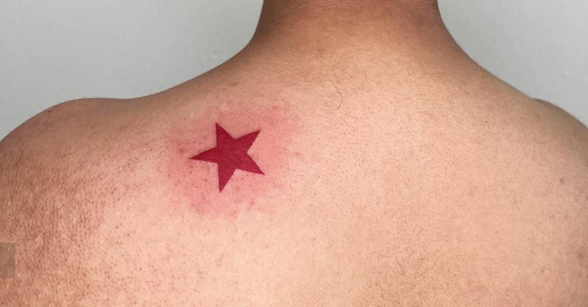 Minimalistic JoJo's star tattoo placed on the shoulder