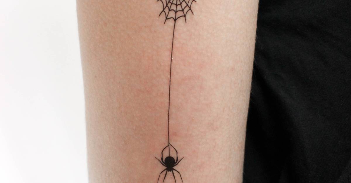Spiderweb hanging spider temporary tattoo