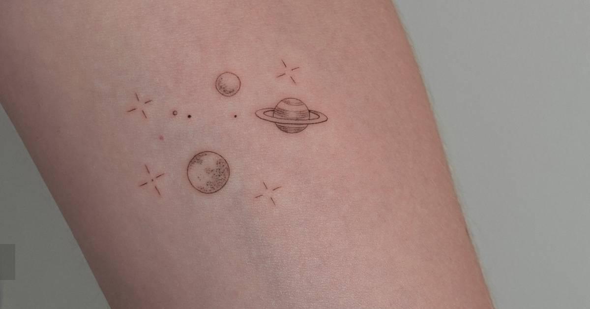 Single needle galaxy tattoo placed on the inner