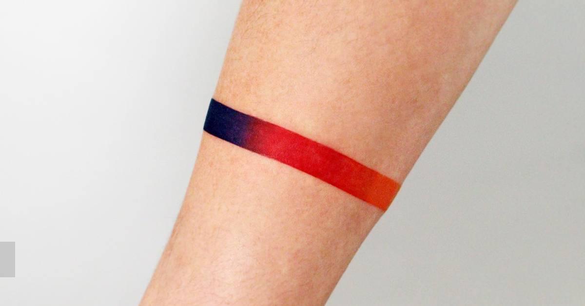 Spectrogram Tattoo Spectrum wristband tattoo in watercolor style.
