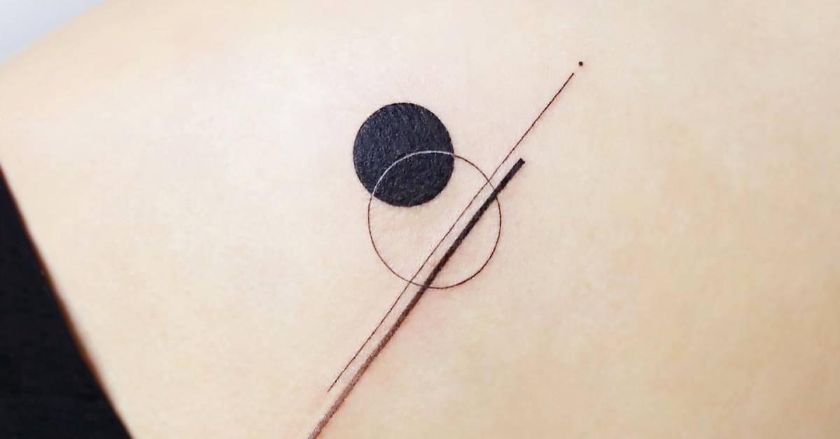 Abstract geometric tattoo located on the shoulder