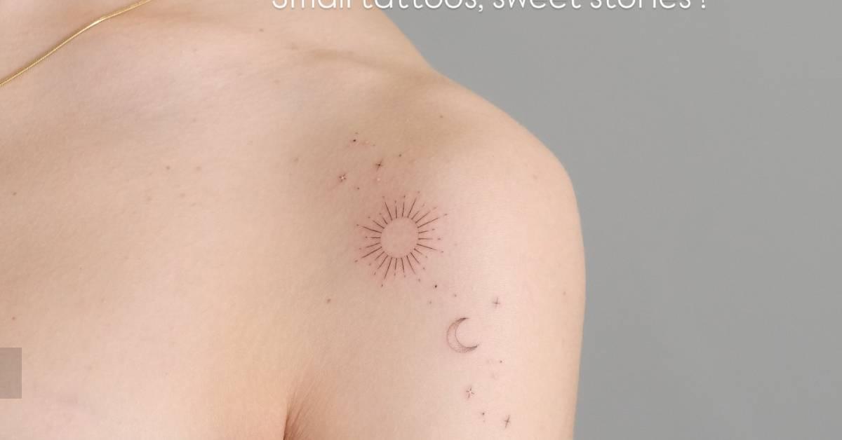 Fine line style sun and moon tattoo placed on the